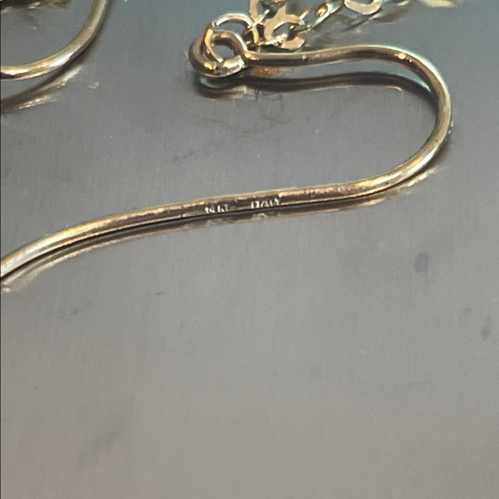Solid 14k gold Dangle earrings with quartz natural stones. Italy/Stamped - Picture 8 of 10